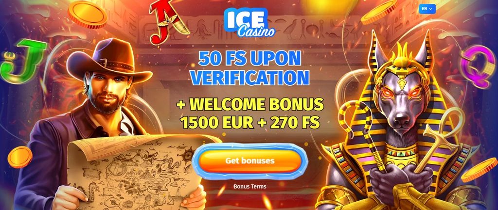 IceCasino offer page, cashout limit beside the spin count