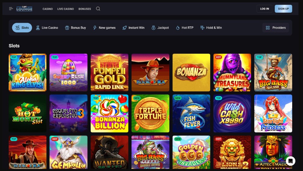 SlotLounge offer page, code box on the sign-up form